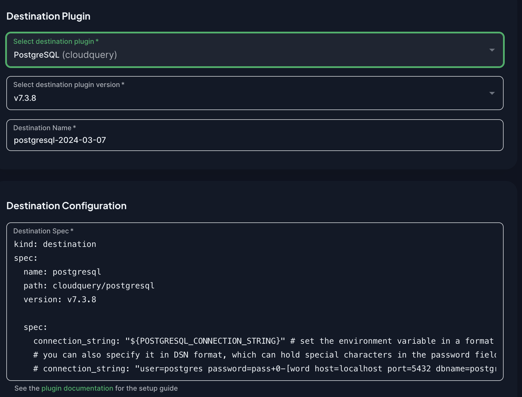 Configure Destination